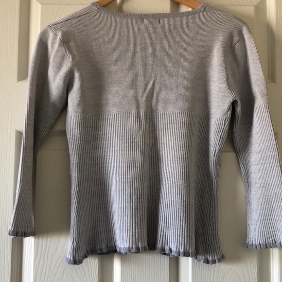 AK Collection Grey Cardigan Ruffled Sleeves & Hem - Picture 5 of 6